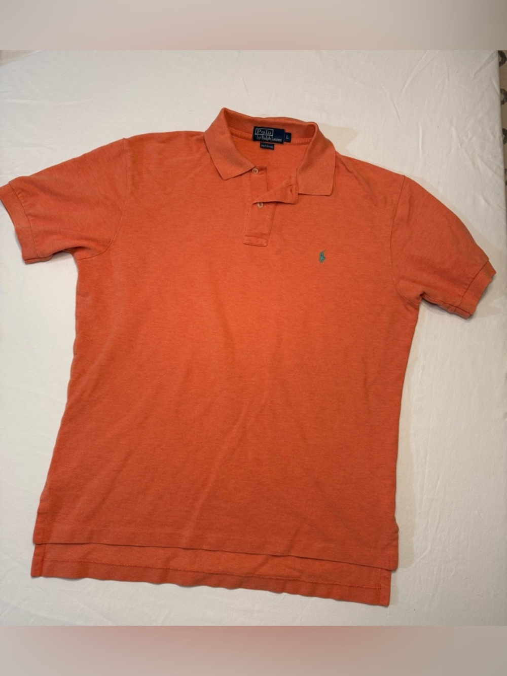 Ralph Lauren Men's Orange Polo with Teal Pony Embroidery